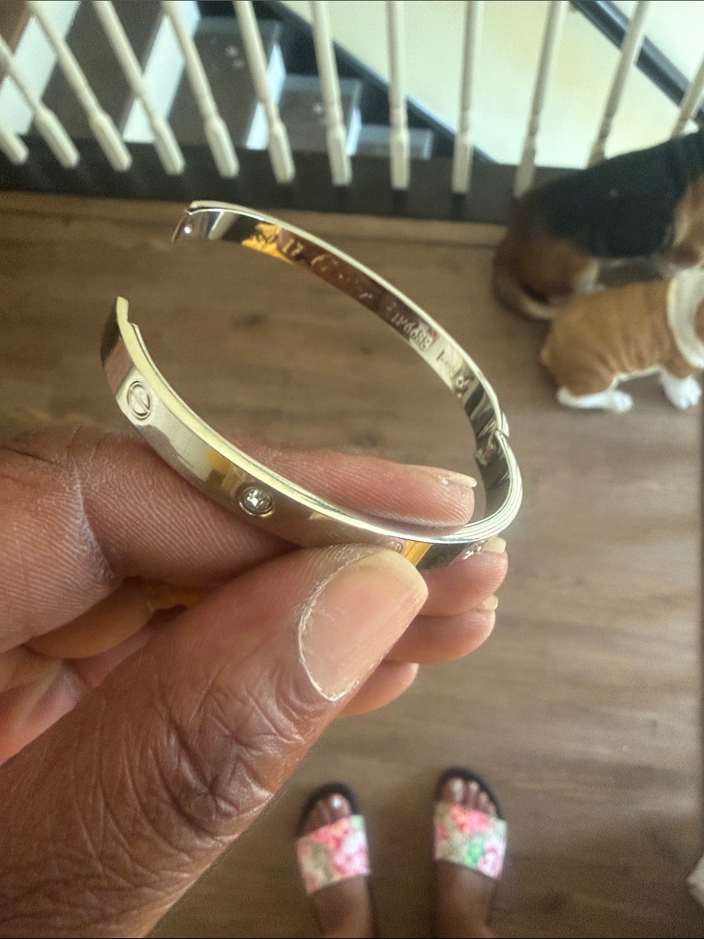 Silver-Tone Bangle with Clear Stones